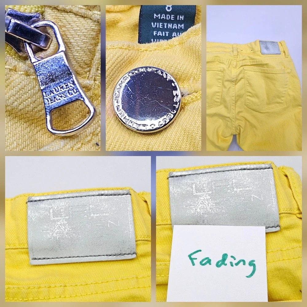 Lauren Jeans Co Ralph Lauren Pants Women 8 Yellow Straight Leg Cotton Blend